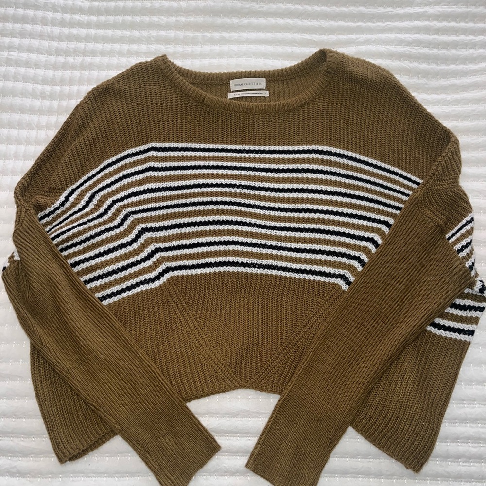 Urban Outfitters Tan and Black Striped Sweater
